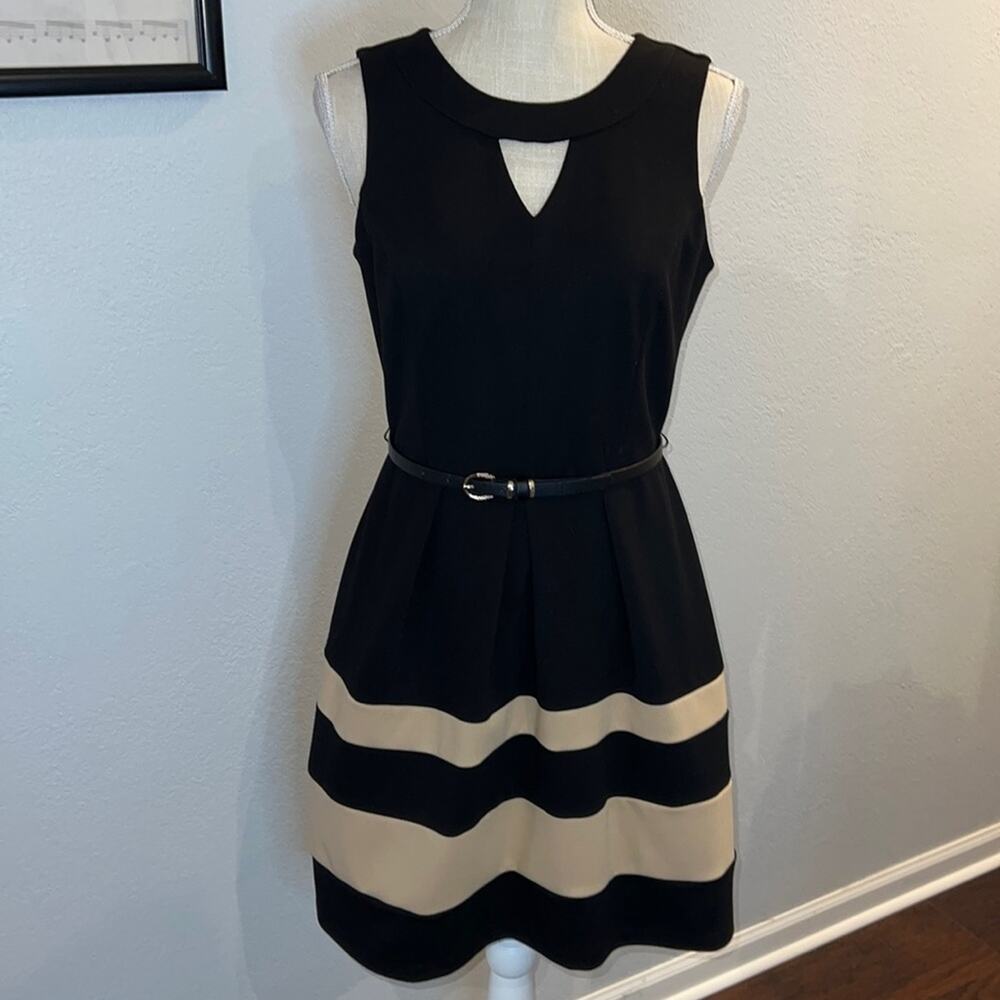 iZ BYER Sleeveless Black Dress with Belt - Size 7